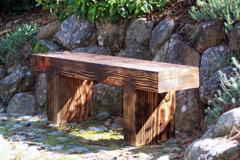 Chairs For Fire Pit, Couch To Bed, Diy Wooden Bench, Garden Bench Ideas, Small Garden Bench, Railroad Tie, Wood Bench Outdoor, Garden Design Inspiration, Garden Bench Diy