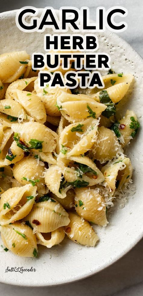 Butter Herb Pasta, Easy Garlic Butter Pasta, Pasta Sides Recipes, Herb Pasta Recipe, Pasta With Herbs, Buttered Noodles Recipe, Garlic Butter Noodles, Herb Pasta, Dairy Free Pasta Recipes