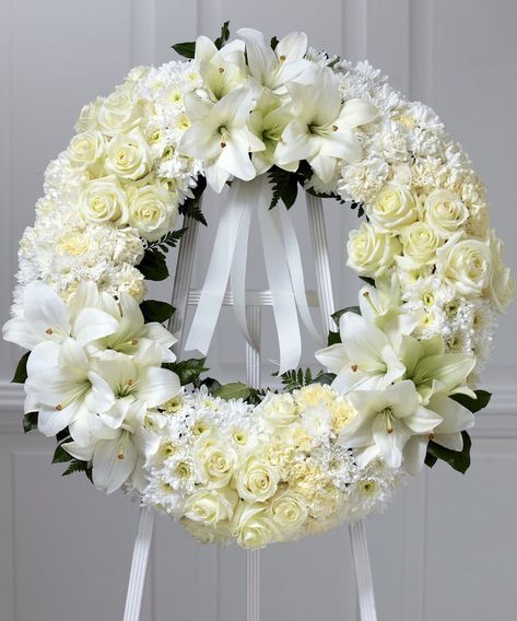 Wreaths For Funerals, Flower Definitions, Memorial Flowers, White Wreath, Sympathy Flowers, Same Day Flower Delivery, Seasonal Flowers, Flowers Online, Floral Gifts