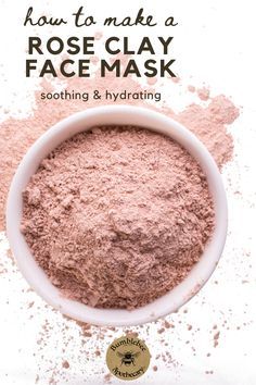 Rose Clay Face Mask Recipe, Dry Clay Mask Recipe, Rose Clay Mask Diy, Clay Masks Skincare, Diy Clay Mask Recipes, How To Make Face Mask, Clay Face Mask Diy, Clay Face Mask Recipe, Rose Clay Face Mask