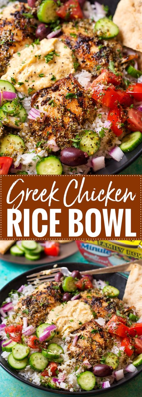 Greek Chicken Rice Bowl, Greek Chicken Rice, Bowl Chicken, Chicken Rice Bowl, The Chunky Chef, Chunky Chef, Healthy Bowls Recipes, Chicken Rice Bowls, Rice Bowls Recipes