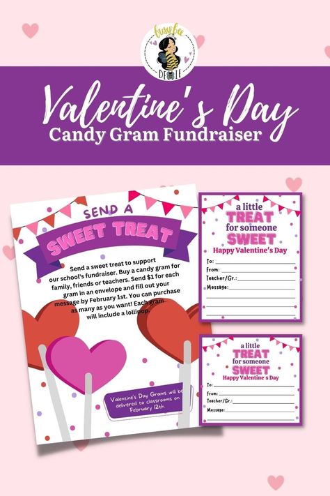 Candy Gram Ideas Valentine Fundraiser, Valentines Grams School, Fundraiser Ideas School, Valentine Candy Grams, Pta Fundraising, Easy Fundraisers, Candy Grams, Way To Earn Money, Fundraiser Flyer