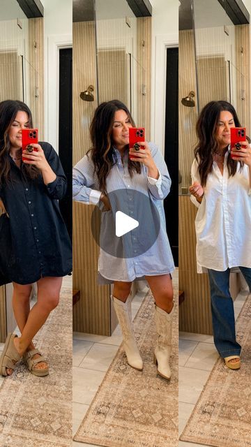 Stephanie Joplin on Instagram: "She is perfection!  The perfect oversized button up shirt/dress that can be styled so many ways, and is so classically trendy it will never go out of style! Well done @spanx 👏🏼👏🏼  You can get 10% off with my code: BWCXSPANX   Comment “SHOP” and I’ll DM you links and sizing to all of these! Or you can always shop directly through the link in my bio!   #spanxpartner #shirtdress #styleitreal #midsizestyle #midsizefashion #summerstyles #trendy" Long Button Down Shirt Outfit, Button Down Shirt Dress Outfit, Button Down Dress Outfit, Oversized Button Up Shirt Dress, Oversized Button Up Shirt, Button Up Shirt Dress, We Found Love, Mid Size Fashion, Shirt Dress Outfit