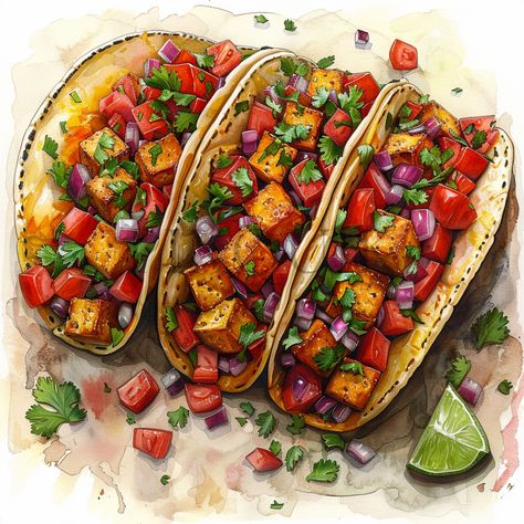 Taco Art, Taco Clipart, Taco Food, Collage Images, Mexican Tacos, Food Clipart, Collage Techniques, Taco Recipes, Recipe Cards