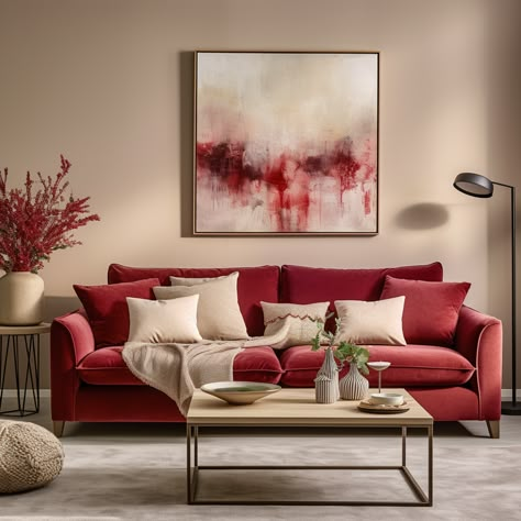 White and red, enough said—on a red sofa, they turn every head!" ❤️ Our white and red cushions make a bold yet harmonious statement when paired with a red sofa. 🛋️ See the sizzle at 👉 https://covermycushion.com/pages/cushion-ideas-for-red-sofas 🔴 #CoverMyCushion #RedAndWhite #BoldAndBeautiful #CushionCovers #HomeDecor #InteriorDesign #LivingRoomIdeas #PopOfColor #SofaGoals Red Couch Wall Color, Red Couch Living Room Ideas, Red Couch Decor, Red Couches, Red Sofa Living, Red Sofa Living Room, Red Couch Living Room, Red Sofas, Burgundy Living Room