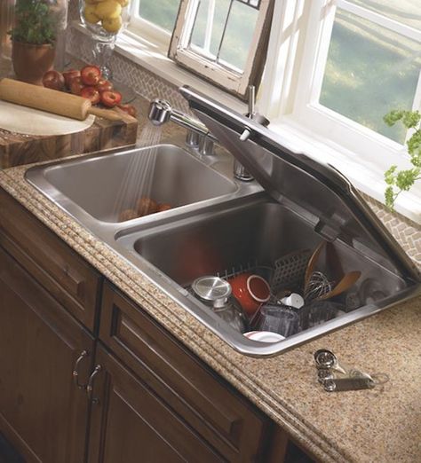 dishwasher countertop 3   Space Saving Kitchen Ideas: Combo Sink And Dishwasher I LOVE THIS!! Sink Dishwasher, Small Kitchen Sink, Small Dishwasher, Compact Dishwasher, Countertop Dishwasher, Kitchen Sink Design, Outdoor Kitchen Appliances, Space Saving Kitchen, Basic Kitchen