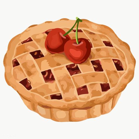 Hand drawn vectorized cherry pie sticker design resource | free image by rawpixel.com / Aew Pie Sticker, Pie Drawing, Cupcake Png, Pie Pie, Berry Breakfast, Food Cartoon, Waffle Toppings, Maraschino Cherry, Food Drawing