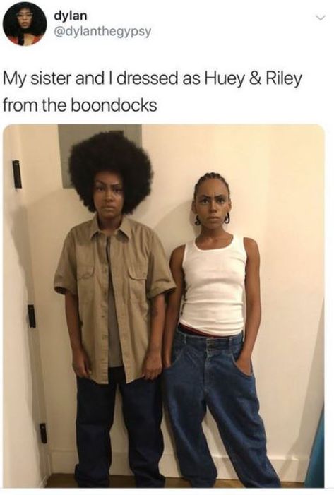 The Boondocks Halloween Costume, Riley Boondocks Costume, Smokey And Craig Costume, Riley And Huey Costume, Baps Inspired Costume, Boondocks Inspired Outfits, Group Halloween Costumes Black People, Black Man Halloween Costume, Spirit Week Costume Ideas