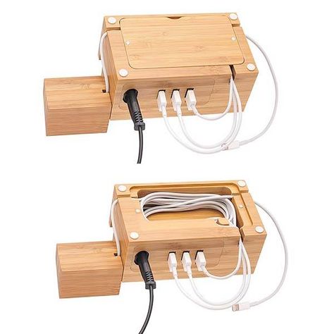 The Bamboo All-In-One Charging Station for iPhone, AirPods and Apple Watch | Gadgetsin Small Woodworking Shop Ideas, Iphone Charging Station, Outlet Plug, Apple Watch Stand, Airpods Apple, Iphones For Sale, Police Officer Gifts, Wall Outlet, Cable Storage