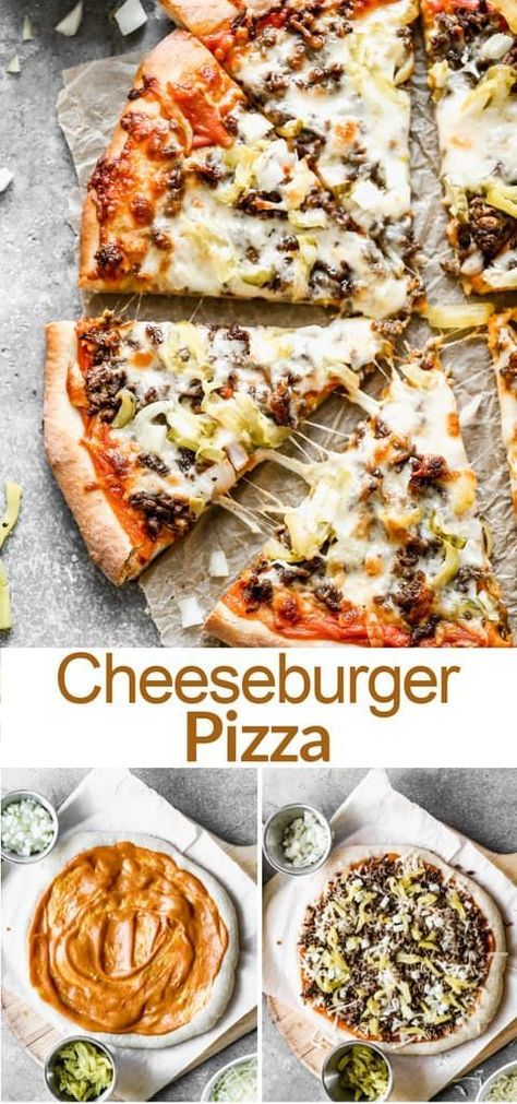 Vegetarian Dinner Ideas Healthy, Ground Beef Mozzarella, Good Dinner Ideas, Healthy Christmas Dinner, Cheeseburger Pizza, Beef Pizza, Homemade Cheeseburgers, Homemade Hamburgers, Special Sauce