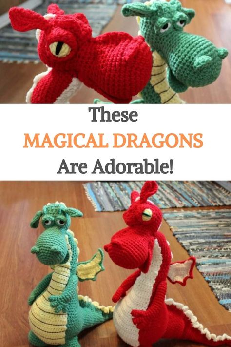 Rainbow Loom Animals, Loom Animals, Crochet Creatures, Puff The Magic Dragon, Realistic Dragon, Crochet Dragon Pattern, Animal Ideas, Crochet Animal Amigurumi, Crochet Eyes