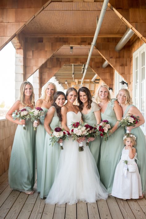 Minted Wedding, Wedding Mint, Wedding Coral, Sage Dresses, Barn Wedding Photos, Wedding Roles, Barn Wedding Reception, Yacht Club Wedding, Sage Dress