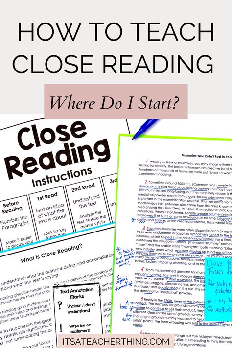 Reading comprehension is one of the most important reading skills for students to build on and improve. Close reading is a valuable reading strategy that can help kids build comprehension, especially students who are entering 5th, 6th, & 7th grades or middle school. Learn some of the best reasons to specifically teach close reading strategies & a few easy tricks that will help kids learn to value this essential skill. I'm also sharing one of my favorite close reading activities ever! Tabbing System, Book Tabbing, Skills For Students, Middle School Reading Comprehension, Teaching Reading Skills, Teaching Board, Close Reading Strategies, Improve Reading Comprehension, Reading Strategy