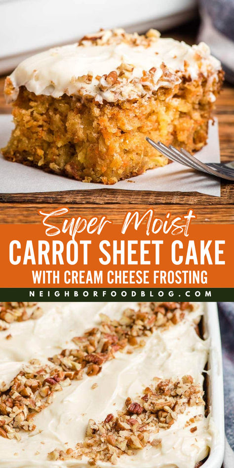 An easy Easter dessert recipe for homemade carrot cake! Topped with cream cheese frosting, this super moist carrot sheet cake is the BEST. Serve this spring baked good on other occasions, too! Ultimate Carrot Cake, Carrot Sheet Cake, Easy Carrot Cake Recipe, Carrot Cake Recipe Homemade, Carrot Cake Recipe Easy, Moist Carrot Cakes, Easy Carrot Cake, Best Carrot Cake, Sheet Cake Recipes