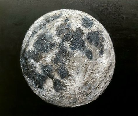 Moon Digital Drawing, Moon Oil Pastel, Full Moon Drawing, Oil Painting Moon, Moon Painting Acrylic, Painting Of The Moon, Moon Oil Painting, Painting Idea For Beginners, Moon Paintings