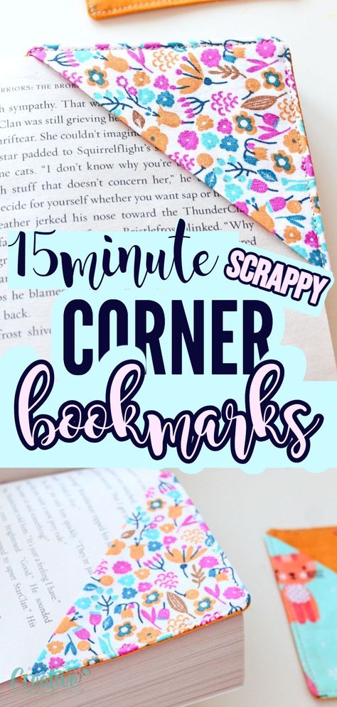 Scrappy corner bookmarks to sew Bookmarks Paper, Origami Bookmark, Corner Bookmark, Folding Origami, Bookmark Craft, Corner Bookmarks, Paper Bookmarks, Diy Fan, Book Corners