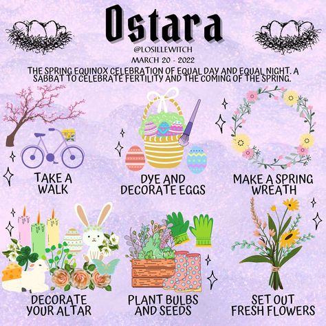 Losille’s Coven | Lucia Quinto on Instagram: "6 Simple Ostara Ritual Ideas! 🌸🌼🌷🌱☘️🦋🐑🐇🥚✨ ➡️ Searching for simple ways to celebrate it? Ostara Blessings! ✨ 🌸 The Spring Equinox…" Spring Equinox Celebration, Ostara Blessings, Content Graphic Design, Spring Equinox Ritual, Ostara Ritual, Wicca Holidays, Ritual Ideas, Witches Wheel, Pagan Magick