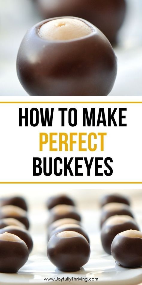 Best Buckeyes Recipe, Buckeye Balls Recipe, Buckeye Recipe, Buckeyes Recipe, Peanut Butter Balls Recipe, Candy Recipes Homemade, Christmas Candy Recipes, Peanut Butter Balls, Christmas Food Desserts