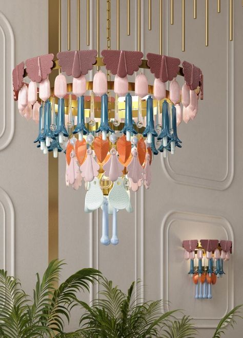 Seasons Chandelier 70 cm. Fall (US) Coloured Chandelier, Cool Chandeliers, Purple Chandelier, Decorative Ceiling Lights, Furniture Details Design, Floral Room, Diy Chandelier, Chandelier Bedroom, Dream Design