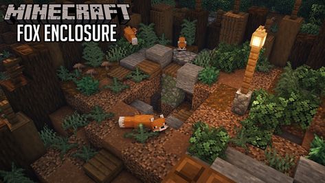 Minecraft Fox House Ideas, Minecraft Arctic Fox Enclosure, Minecraft Fox Enclosure Ideas, Ocelot Enclosure Minecraft, Minecraft Fox Sanctuary, Wolf Enclosure Minecraft, Panda Enclosure Minecraft Ideas, Fox Den Minecraft, Llama Enclosure Minecraft