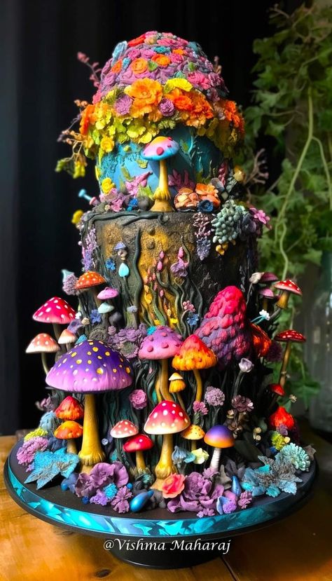 Epic Cakes, Fantasy Cakes, Mushroom Cake, Mushroom Houses, Gnome Art, Childrens Parties, Fairy Bedroom, Realistic Cakes, Geode Cake