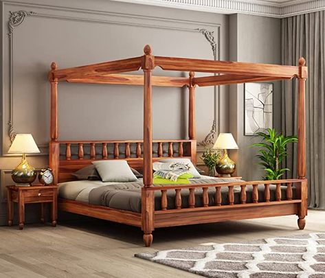 Beautifull antique  luxury double bed Beds Canopy, Bed Frames Ideas, Luxury King Bed, King Size Bed Designs, Wooden Bed Frame Rustic, Bed Without Storage, Wooden King Size Bed, Wooden Double Bed, Frames Ideas