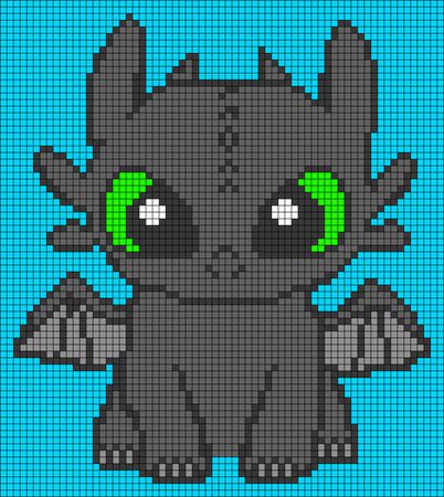 Pixel Crochet Pattern Disney, Toothless Alpha Pattern, Alpha Pattern Disney, Dragon Cross Stitch Patterns, Disney Pixel Art, Alpha Patterns Crochet, Grille Pixel Art, Pixel Art Minecraft, Modele Pixel Art