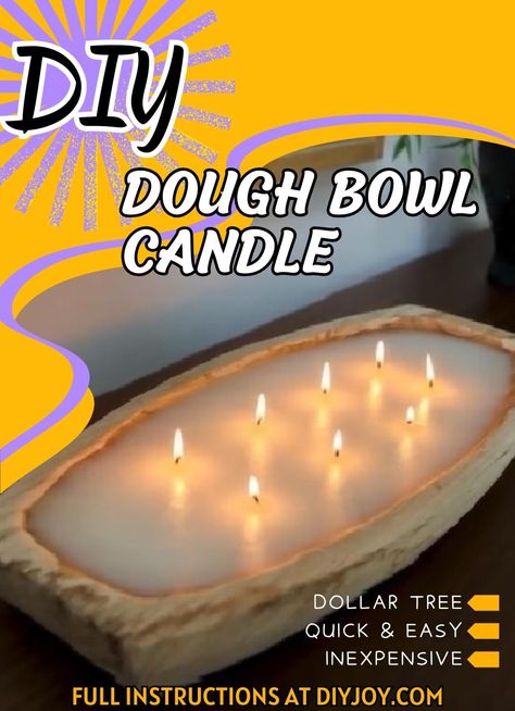 Make A Dough Bowl, Diy Dough Bowl, Diy Dough, Candle Tutorial, Thrifty Diy, Wooden Dough Bowl, Bowl Candle, Dough Bowl, Cozy Vibes