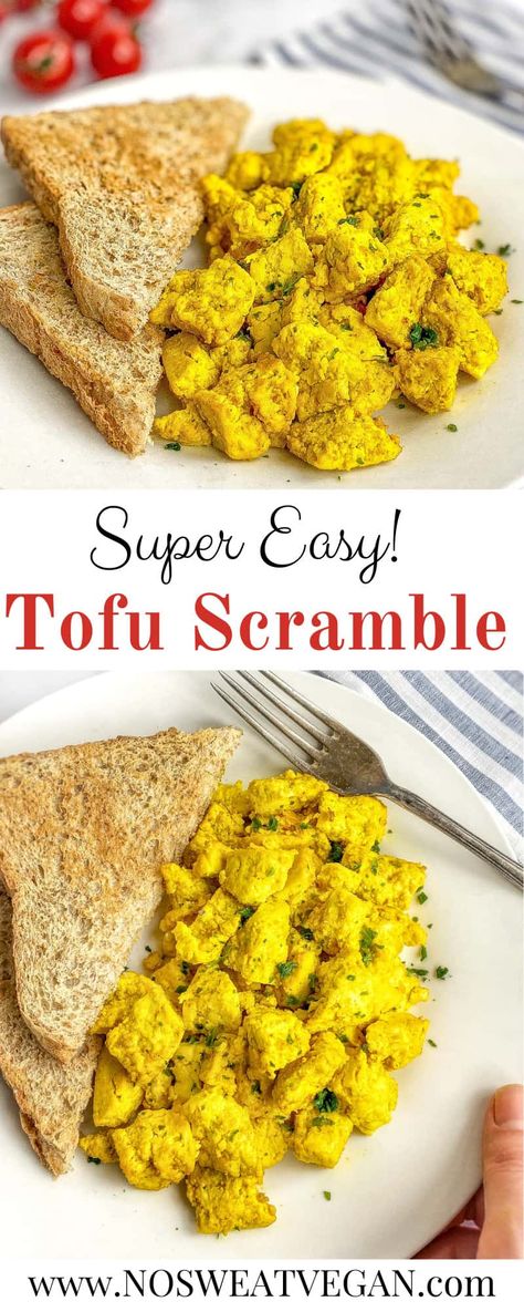 Tofu Scrambled Eggs, Vegan Tofu Scramble, Eggless Breakfast, Tofu Scramble Vegan, Scrambled Tofu Recipe, High Protein Vegan Recipes, Firm Tofu, Vegan Tofu, Tofu Scramble