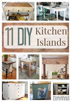 DIY Kitchen Islands- Kitchen islands are great way to increase storage and prep space in your kitchen. These 11 DIY tutorials are affordable and easy. Diy Kitchen Islands, Kitchen Island Storage, Building A Kitchen, Wood Kitchen Island, Diy Kitchen Island, Diy Holz, Kitchen Islands, Trendy Kitchen, Wood Kitchen