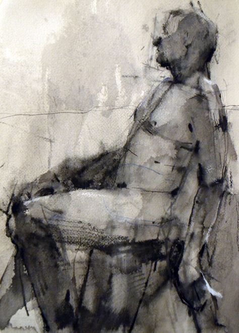 Figure study - I don't know who did this, there was no source Ink Figure Painting, Figure Study Drawing, Nicola Samori, Male Figure Drawing, Life Drawing Classes, Human Figure Drawing, Artist Sketchbook, Charcoal Art, Figurative Artwork