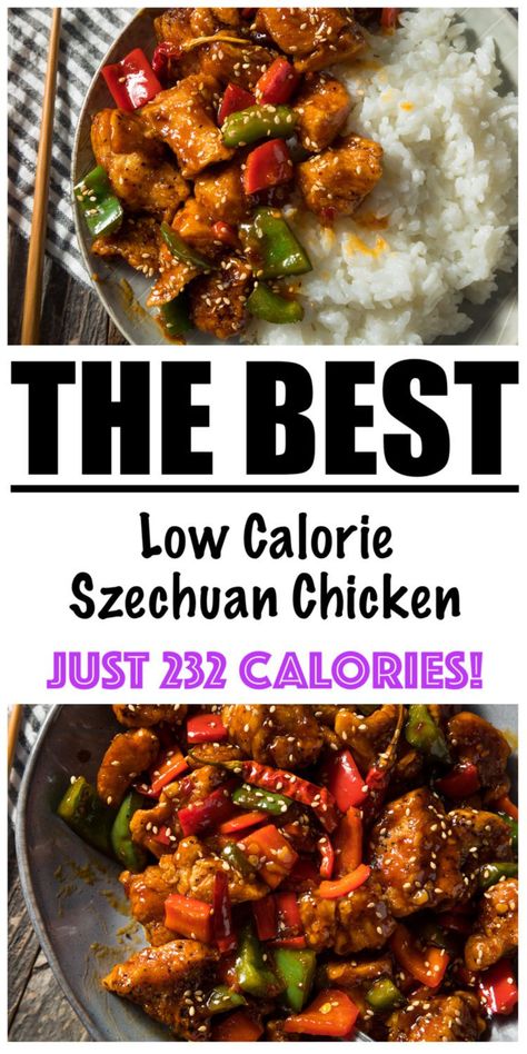 Low Calorie Asian Chicken Recipes, Low Cal Sauces For Chicken, Low Calorie Spicy Recipes, Low Carb Chinese Recipes, Low Calorie Chicken Recipes, Szechuan Recipes, Szechuan Chicken, Weight Watchers Dinner, Low Calorie Chicken