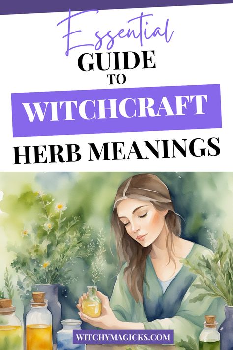 Discover the magic of herbs with our comprehensive guide to their meanings in witchcraft. Learn how different herbs can enhance your spells, rituals, and overall magical practice. Unleash the power of nature in your witchcraft journey. #WitchcraftHerbs #HerbMagic #SpiritualHerbs #WitchyTips #NatureMagic Witchy Herbs And Meanings, Witchcraft Herbs Meanings, Herbs Witchcraft, Herbs For Witchcraft, Herb Meanings, Witchcraft Meaning, Magical Herbs Witchcraft, White Witchcraft, Witchcraft Herbs