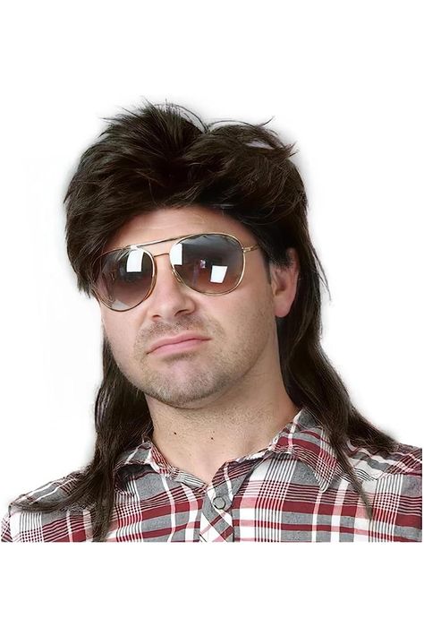 Lotfon Mullet Wigs for Men 70s and 80s Theme Party Costumes (Black) Guys 80s Costume, Men's Mullet, Mullet Wigs, Mens Mullet, 80s Costumes, Wigs For Men, Brown Cosplay, Rocker Hair, Mullet Wig