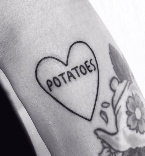 Little Tattoos, Potato Tattoos, Potato Tattoo, Potato Board, True Love Tattoo, Tattoo Filler, Bug Tattoo, Funny Tattoos, Dope Tattoos