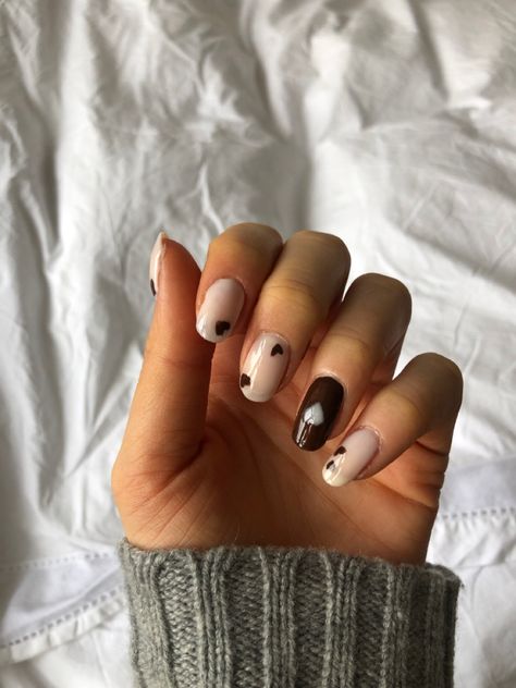 nailasthetic nailart naildesign nail valintinsday cutenailart brown nails heart Brown Heart Nails, Nails Heart, Brown Heart, Almond Acrylic Nails, Acrylic Nail Art, Brown Nails, Heart Nails, French Nails, White Nails