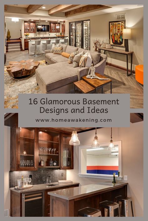 Discover 16 glamorous ideas for finishing your basement #homedecor #decorating #basement Decorating Basement, Leaking Basement, Basement Decoration, Basement Designs, Wet Basement, Basement Decorating Ideas, Basement Decorating, Modern Basement, Basement Kitchen