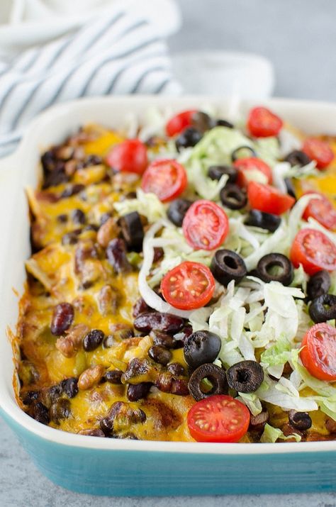 Three Bean Enchilada Casserole Meatless Casseroles Main Dishes, Meatless Meal Ideas, Meatless Meals Dinners, Meatless Dinner Ideas, Bean Enchilada Casserole, Casserole Enchilada, Meatless Meals Easy, Meatless Dinners, Fake Ginger