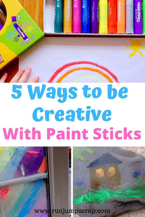 AD - 5 ways to be creative with Paint Sticks. We love mess-free fun with paint sticks and here are some ideas on how to use them! Craft With Paint Sticks, Gel Sticks Art Ideas, Tempera Sticks Projects, Tempura Paint Sticks Art, Tempera Paint Sticks Projects, Tempera Paint Sticks Art, Paint Sticks Crafts, Crafts With Paint Sticks, Paint Stick Art