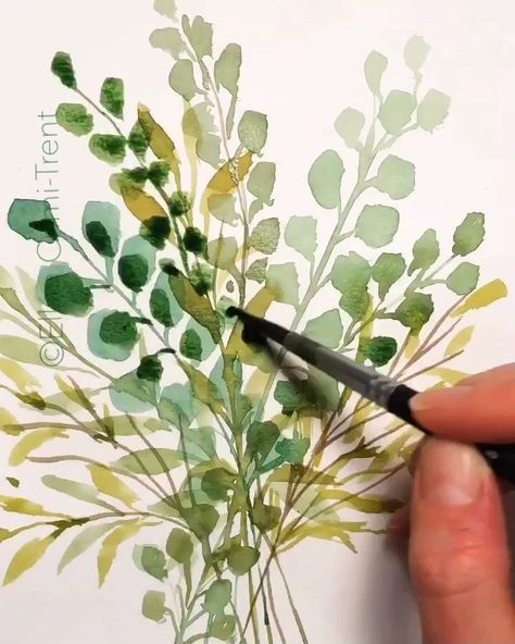 Ako Kresliť, Watercolor Eucalyptus, Botanical Decor, Watercolor Painting Techniques, Hur Man Målar, Watercolor Paintings Tutorials, Watercolor Leaves, Eucalyptus Leaves, Watercolour Tutorials