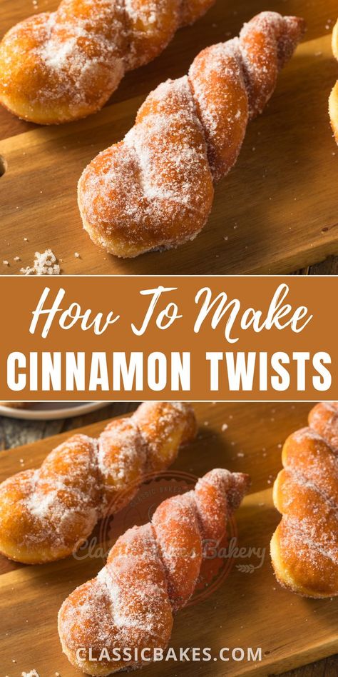 Cinnamon Twists Recipe, Doughnut Recipe Easy, Homemade Donuts Recipe, Cinnamon Twists, Twisted Recipes, Breakfast Sweets, Dessert Aux Fruits, Homemade Donuts, Doughnut Recipe