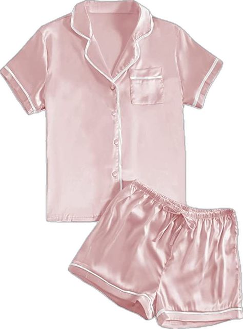 Satin Pyjama, Silk Pajamas Women, Cute Pajama Sets, Silk Sleepwear, Satin Shorts, Cute Pajamas, Satin Pyjama Set, Loose Fitting Tops, Satin Pajamas