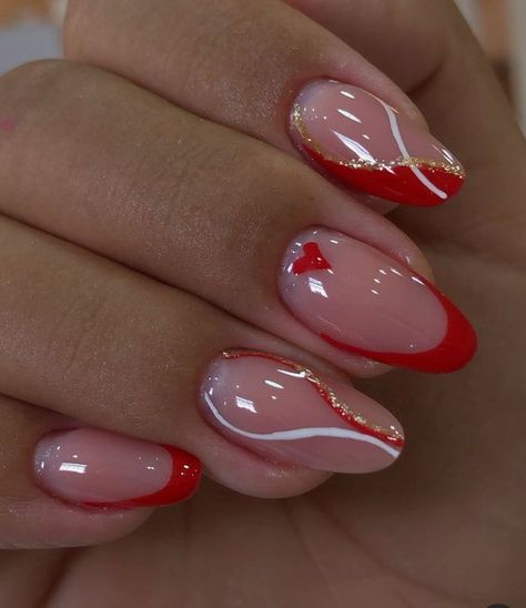 Red Nail Designs Prom Short, Nude And Red Nail Designs, Summer Red Nails, Simple Gel Nails, Girly Acrylic Nails, Her Nails, Acrylic Nails Coffin Short, Short Acrylic Nails Designs, Xmas Nails