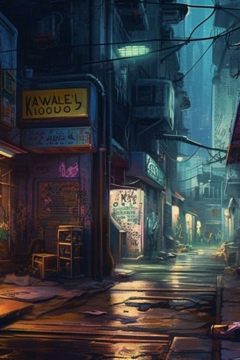 Spider Animation, Akira Anime Movie, Cyberpunk City Aesthetic, Cyberpunk Alley, Drawing Backgrounds, Dystopian Art, Robot Design Sketch, Dystopian Society, Apocalyptic Art