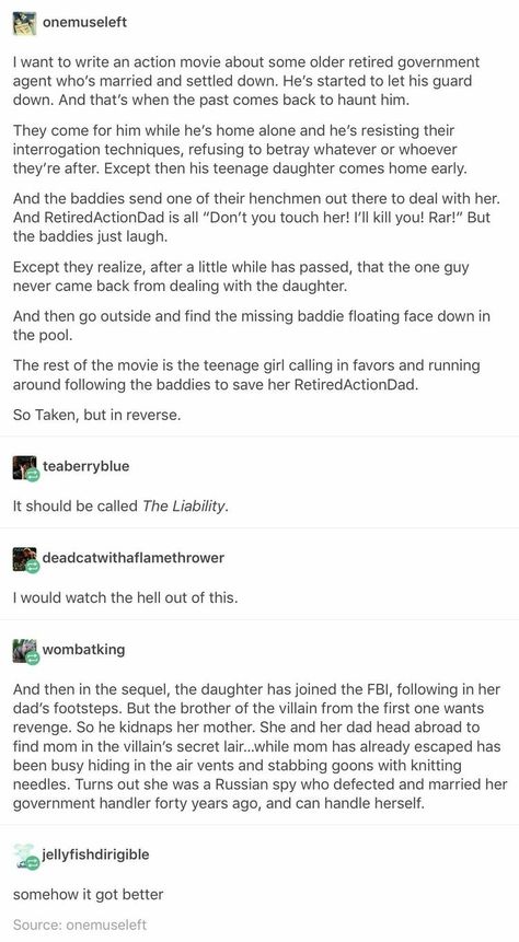 Sskjx yEs plot point for one of the more vigilante inclined students (who am I kidding they’re all chaotic neutral-chaotic good) Quote From The Help Movie, Movie Ideas, Story Prompts, Action Movie, Writers Block, Writing Advice, Dog Carrier, Story Writing, Story Inspiration