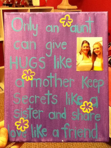 For my aunt for Christmas. Made from canvas and painted. Diy Birthday Gifts For Aunt, Diy Aunt Gifts, Gifts For Aunts Diy, Christmas Presents For Aunts, Stocking Stuffers Diy, Diy Wedding Presents, Sister Gifts Diy, Aunts Birthday, Christmas Gifts For Aunts