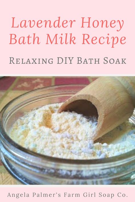 DIY Milk Bath Recipe: Homemade Lavender Honey Bath Milk Bath Milk Recipe, Diy Bath Soak Recipes, Honey And Lavender, Diy Bath Soak, Milk Bath Recipe, Bath Soak Recipe, Honey Bath, Lavender Skin, Milk Bath Soak