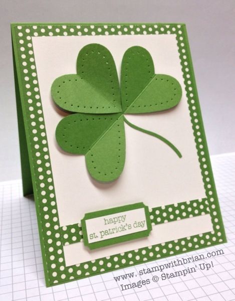 handmade St Patrick's Day card ... like this version of the heart shamrock ... hearts with piercing along the edges ... green paper with white polka dots ... Stampin' Up! St Patrick’s Day Cards For Kids, Diy St Patricks Day Cards, St Patricks Day Cards, Paper Piercing, Dotted Paper, St Pats, St Patrick's Day Crafts, St. Patricks Day, Spring Cards