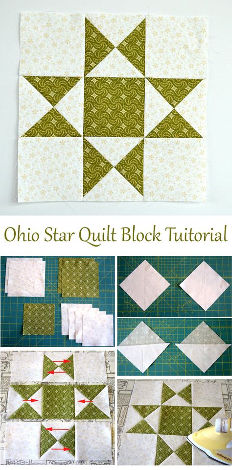 9 Patch Star Quilt Ideas Block Patterns, Traditional Star Quilt Blocks, Large Star Block Quilt Patterns, Random Block Quilts, 5 Block Quilt Patterns, 12 Inch Ohio Star Quilt Block, Ohio Quilt Block, Quilt Star Blocks Pattern, How To Make A Star Quilt Block