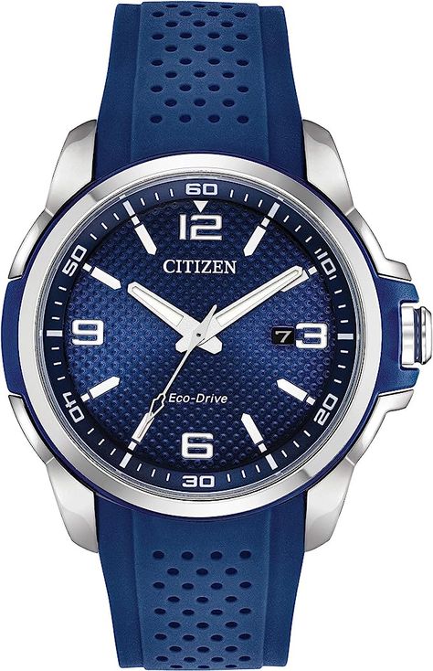 Amazon.com: Citizen Men's Eco-Drive Weekender Watch in Stainless Steel with Blue Polyurethane strap, Blue Dial (Model: AW1158-05L) : Clothing, Shoes & Jewelry Eco Drive Watches, Citizen Eco, Citizen Watch, Blue Watches, Eco Drive, Dive Watches, Sport Watches, Stainless Steel Watch, Steel Blue